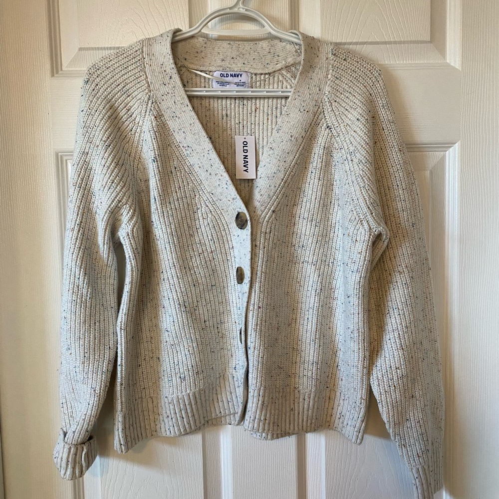 M NEW Old Navy Cream Chunky Knit Cardigan Sweater